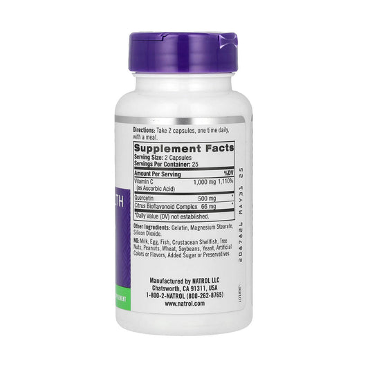 Quercetin Complex With Vitamin C & Citrus Bioflavonoids, Natrol, 50 capsule