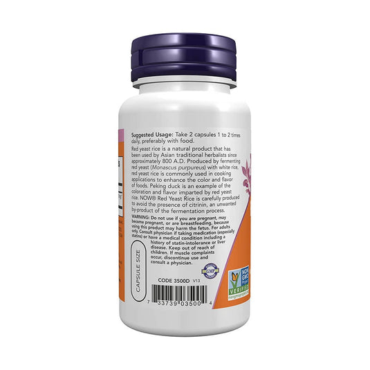 Red Yeast Rice (Drojdie de Orez Rosu), 600 mg, Now Foods, 60 capsule