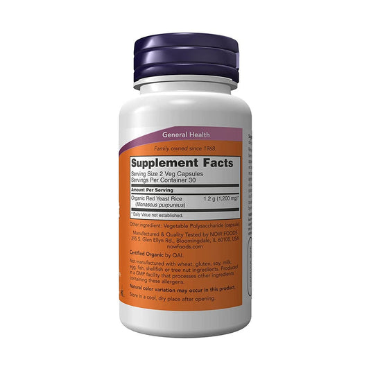 Red Yeast Rice (Drojdie de Orez Rosu), 600 mg, Now Foods, 60 capsule
