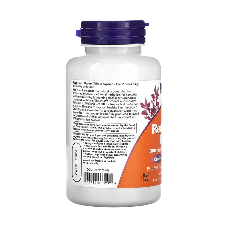 Încărcați imaginea în vizualizatorul Galerie, Red Yeast Rice (Drojdie Orez Rosu) With CoQ10, 600 mg, NOW Foods, 60 capsule
