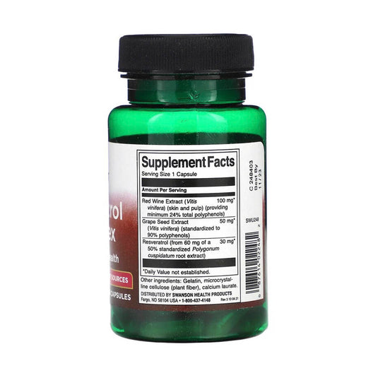 Resveratrol Complex, Red Wine Extract, Swanson, 60 capsule SWU248