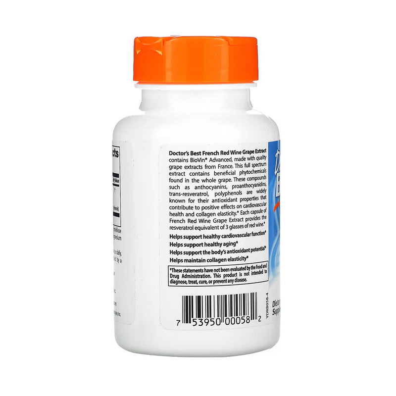 Încărcați imaginea în vizualizatorul Galerie, Resveratrol French Red Wine Grape Extract, Doctor&#39;s Best, 90 capsule
