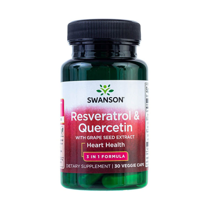 Resveratrol & Quercetin with Grape Seed Extract, Swanson, 30 capsule SWU926