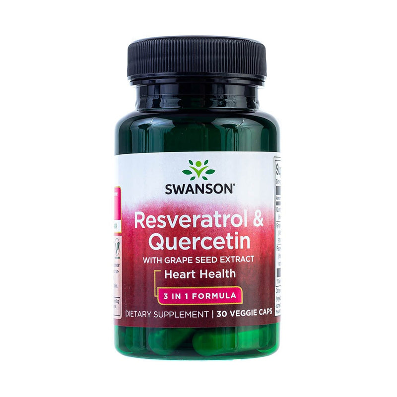 Încărcați imaginea în vizualizatorul Galerie, Resveratrol &amp; Quercetin with Grape Seed Extract, Swanson, 30 capsule SWU926
