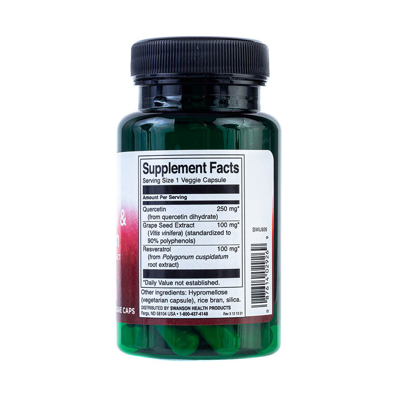 Încărcați imaginea în vizualizatorul Galerie, Resveratrol &amp; Quercetin with Grape Seed Extract, Swanson, 30 capsule SWU926
