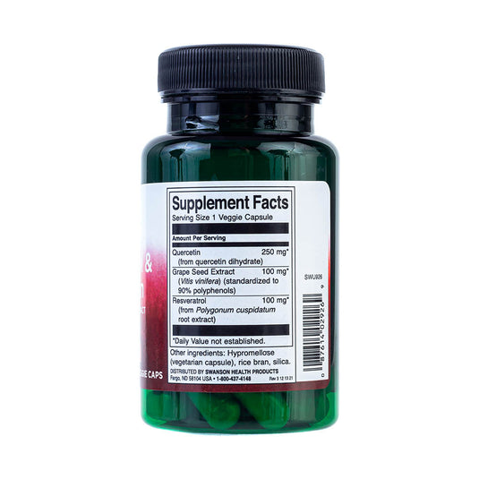 Resveratrol & Quercetin with Grape Seed Extract, Swanson, 30 capsule SWU926
