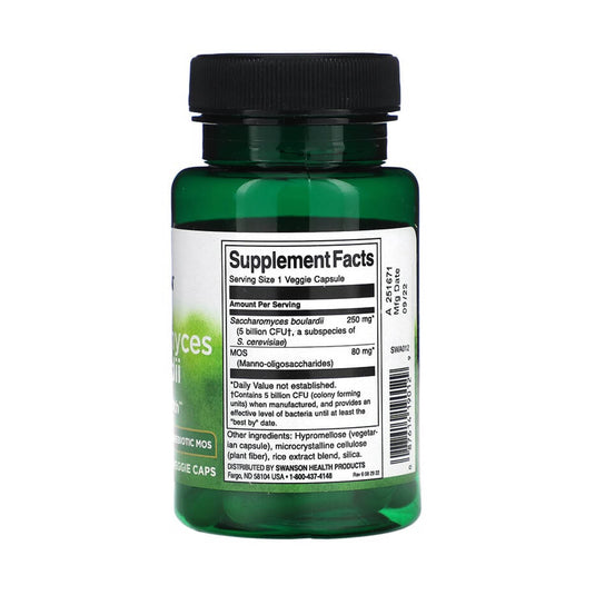 Saccharomyces Boulardii with Prebiotic MOS, 5 Billion CFU, Swanson, 30 capsule SWA012