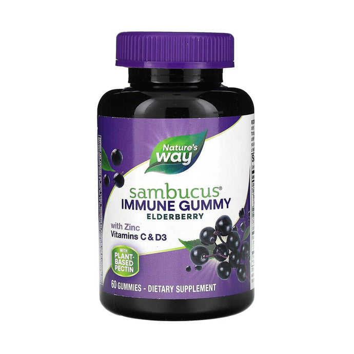 Sambucus, Immune Gummy, Elderberry, Nature's Way, 60 jeleuri