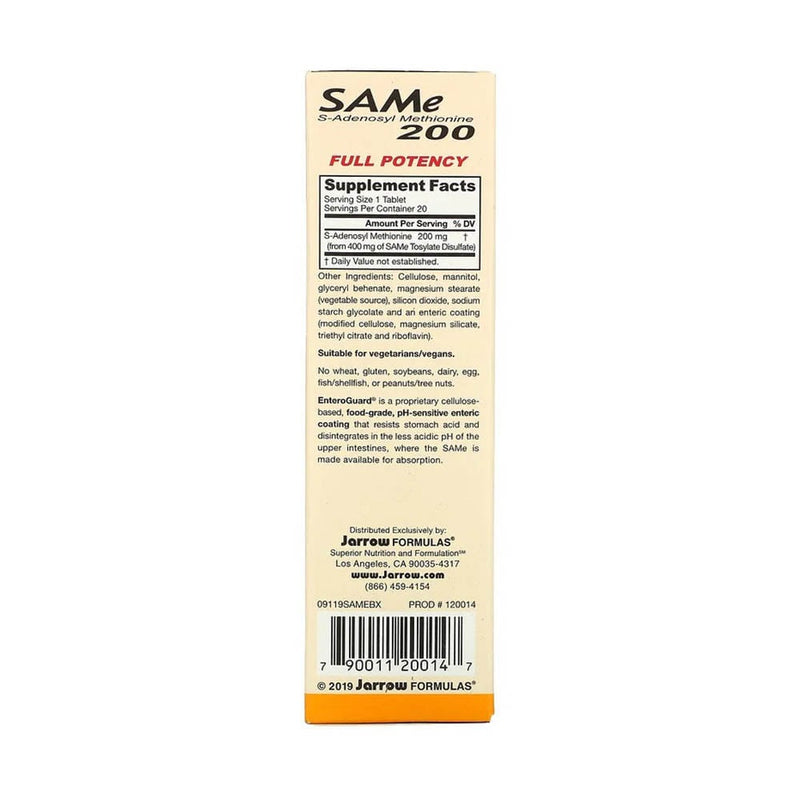 Încărcați imaginea în vizualizatorul Galerie, SAMe 200 (S-Adenozilmetionina), 200 mg, Jarrow Formulas, 20 tablete
