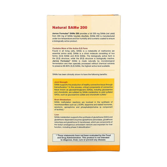 SAMe 200 (S-Adenozilmetionina), 200 mg, Jarrow Formulas, 20 tablete