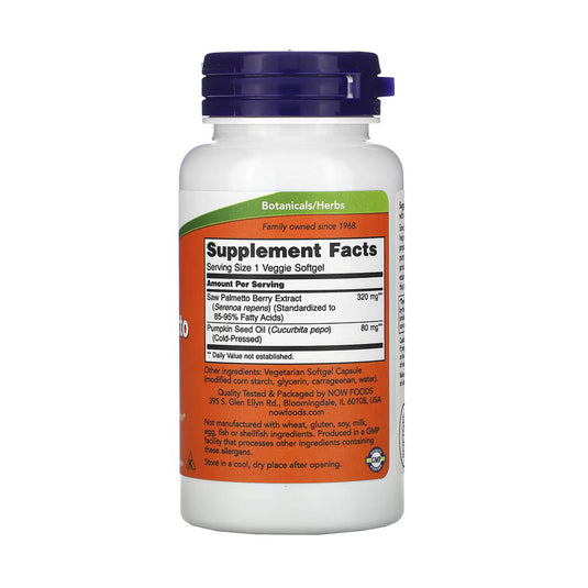 Saw Palmetto Extract with Pumpkin Seed Oil, Now Foods, 90 softgels