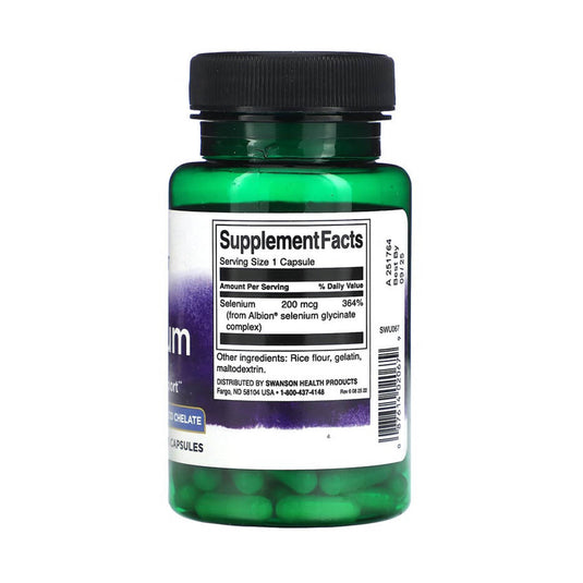 Selenium Complex Albion (Glycinate), 200 mcg, Swanson, 90 capsule SWU067