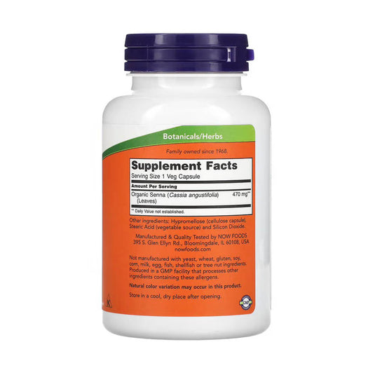 Senna Leaves (Laxativ), 470 mg, Now Foods, 100 capsule