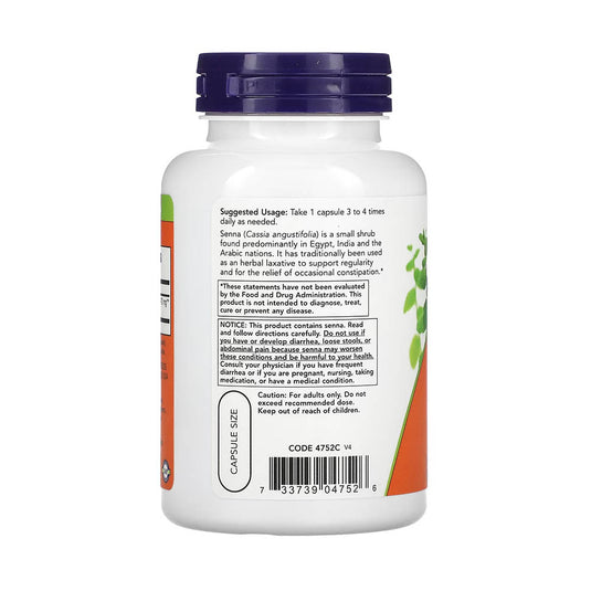 Senna Leaves (Laxativ), 470 mg, Now Foods, 100 capsule