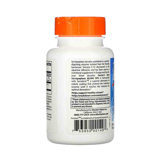 Serrapeptase High Potency (Serratiopeptidaza), 40 000 SPU Doctor's Best, 90 capsule