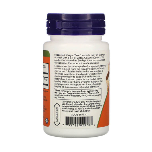 Serrapeptase (Serratiopeptidaza), 60 000 SPU, Now Foods, 60 capsule