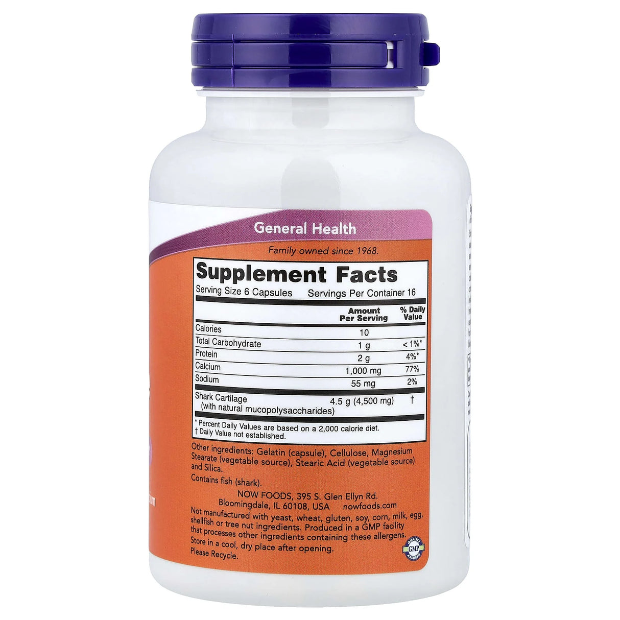 Shark Cartilage (Cartilaj de rechin), 750 mg, Now Foods, 100 capsule