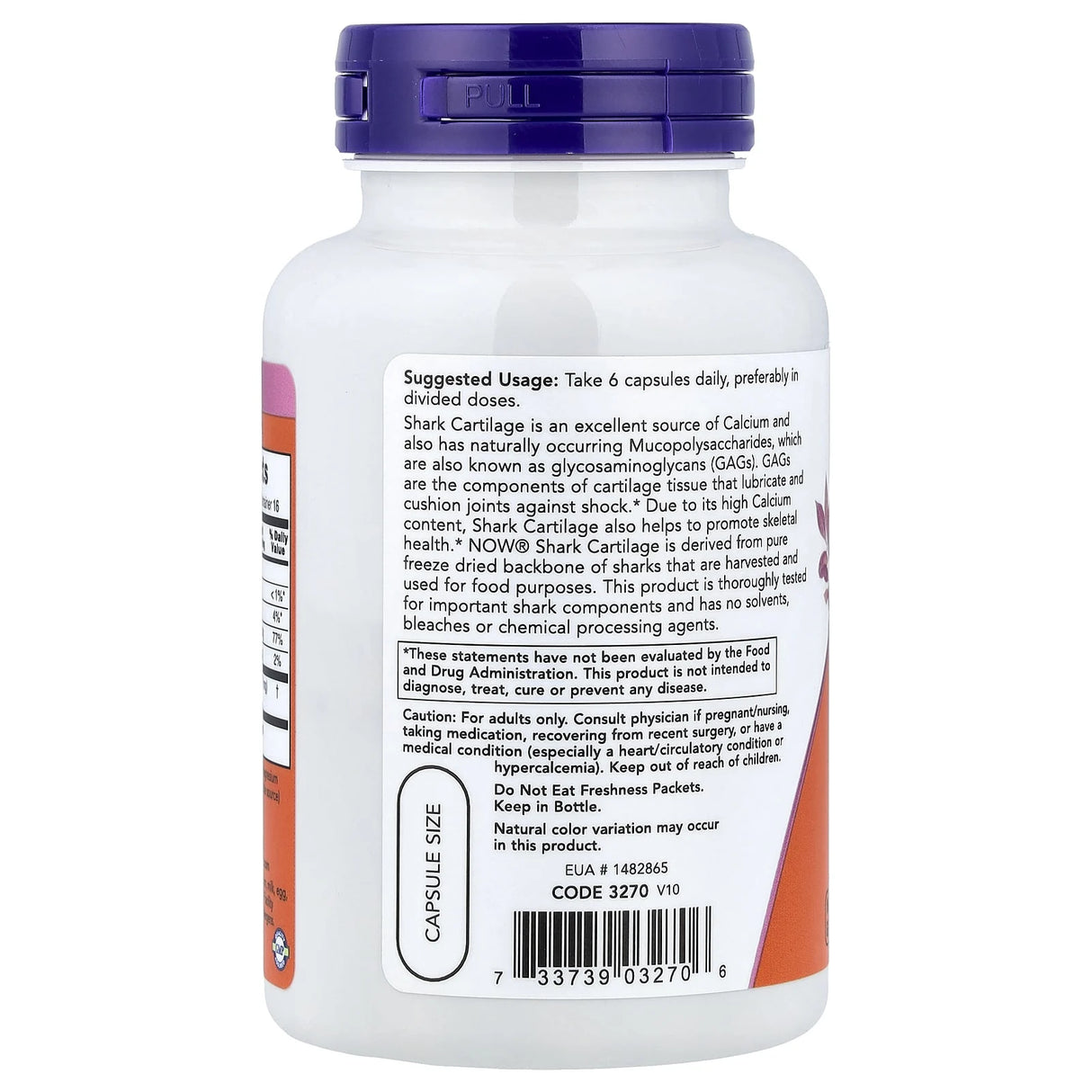 Shark Cartilage (Cartilaj de rechin), 750 mg, Now Foods, 100 capsule