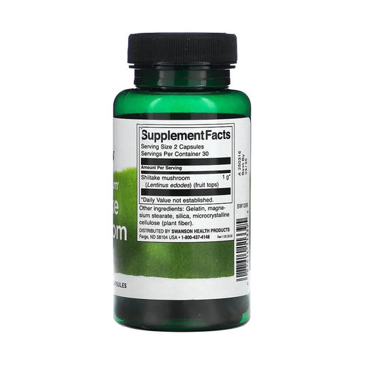 Shiitake Mushroom (Lentinus Edodes), 500mg, Swanson, 60 capsule SW1339