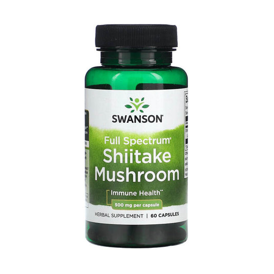 Shiitake Mushroom (Lentinus Edodes), 500mg, Swanson, 60 capsule SW1339