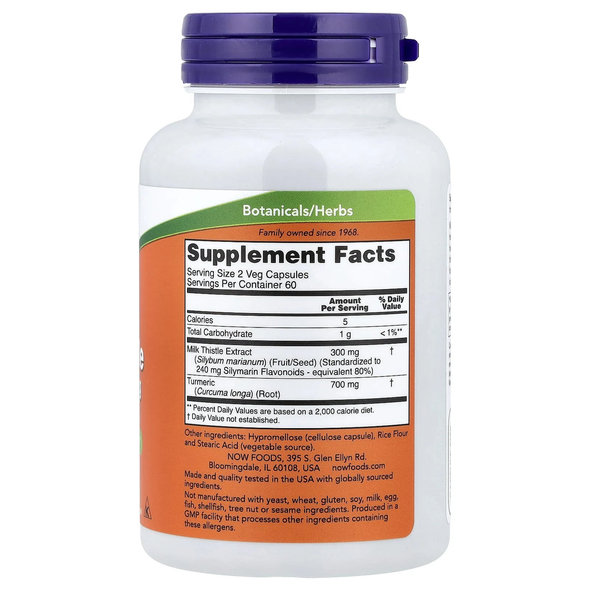 Silimarina, Milk Thistle Extract with Turmeric, 150 mg, Now Foods, 60 capsule