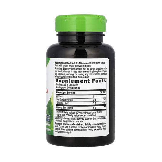 Slippery Elm Bark (Ulm Alunecos), 400 mg, Nature's Way, 100 Capsule