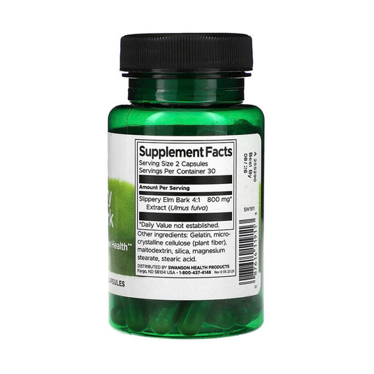 Slippery Elm Extract (Ulmus fulva), 400mg, Swanson, 60 capsule SW1911