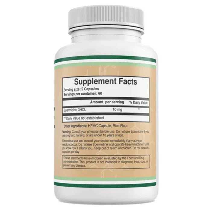 Spermidine (Longevitate), 10 mg, Double Wood Supplements, 120 capsule