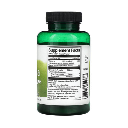 Spirulina Blue-Green Algae, 500 mg, Swanson, 90 capsule SWU948