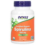 Spirulina Certificata Organic, 500 mg, Now Foods, 200 tablete