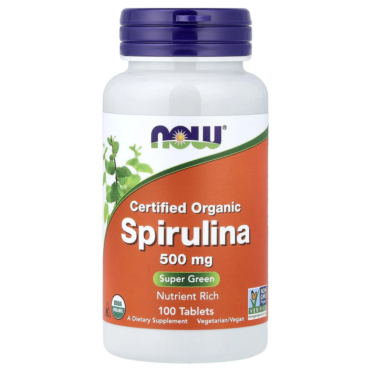 Spirulina Certificata Organic, 500 mg, Now Foods, 100 tablete