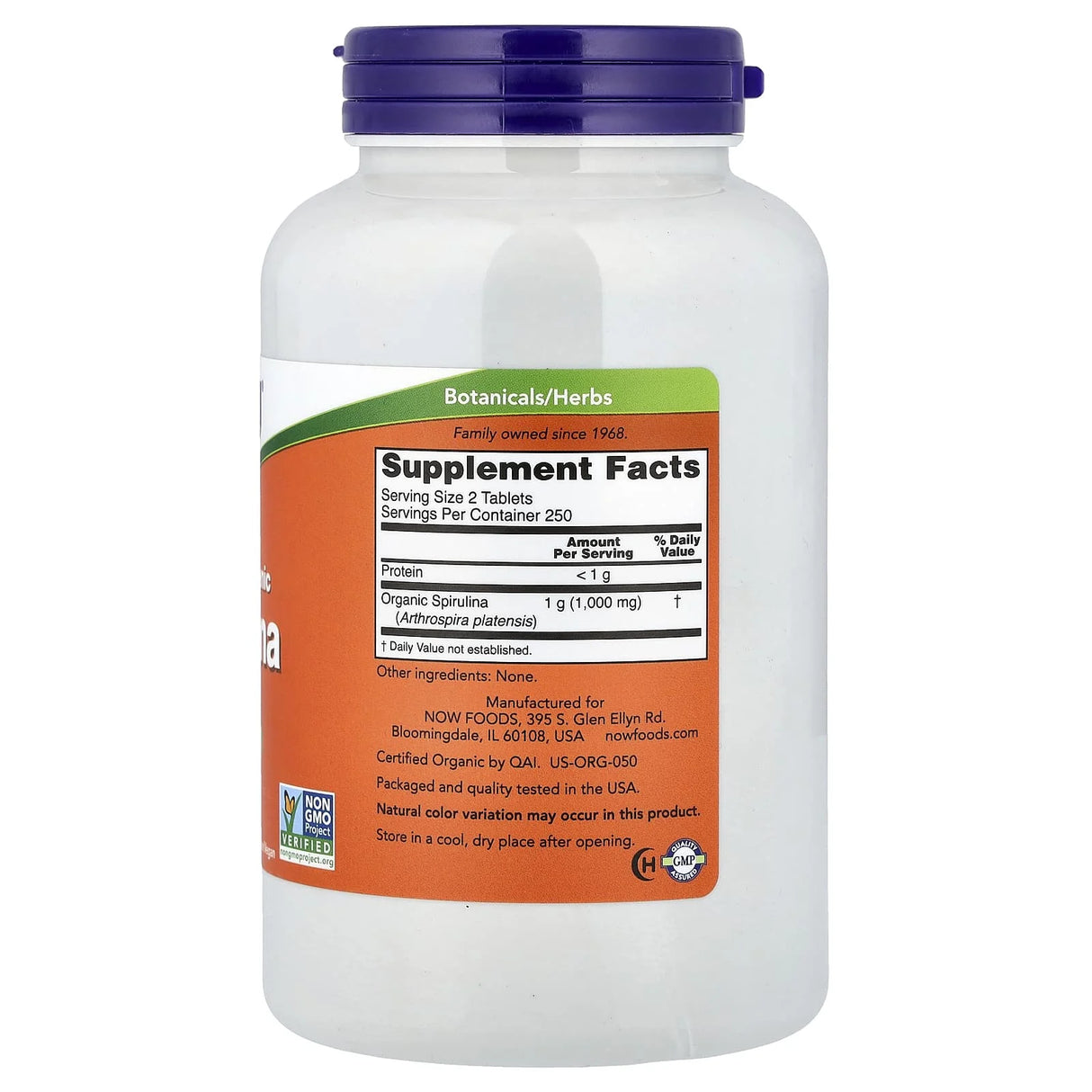 Spirulina Certificata Organic, 500 mg, Now Foods, 500 tablete