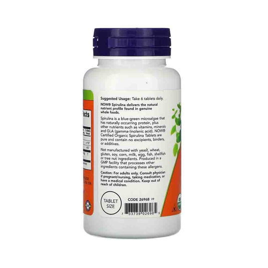 Spirulina Certificata Organic, 500 mg, Now Foods, 100 tablete
