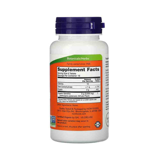 Spirulina Certificata Organic, 500 mg, Now Foods, 100 tablete