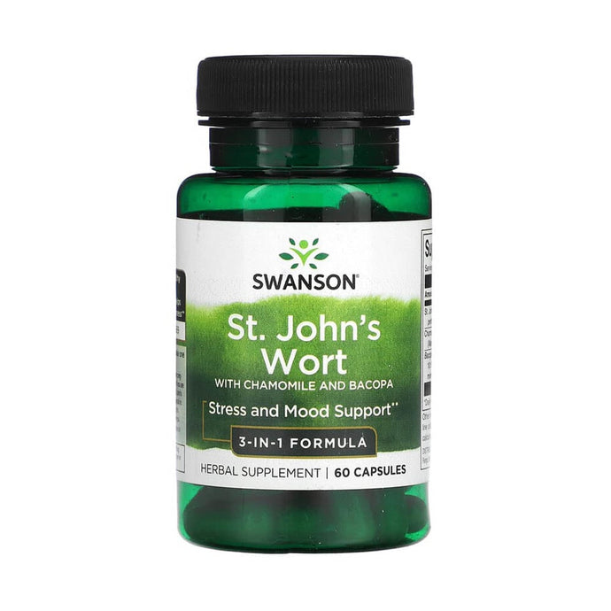 St. John's Wort cu Musetel si Bacopa Monieri, Swanson, 60 capsule SW1706