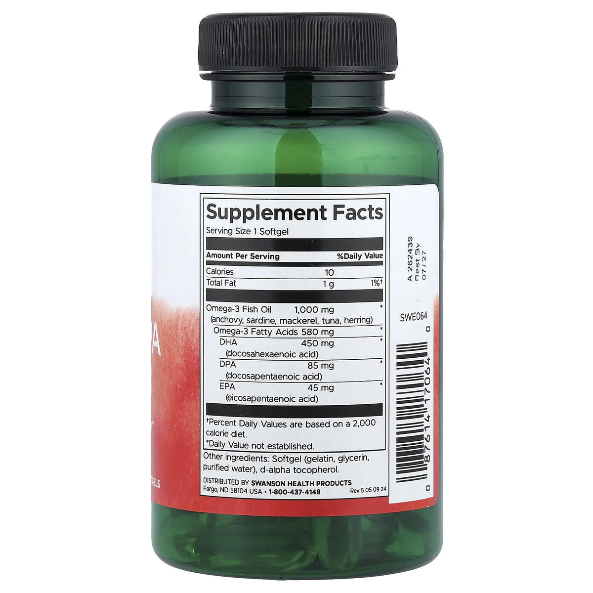 Super DPA Fish Oil, 1000 mg, Swanson, 60 softgels SWE064