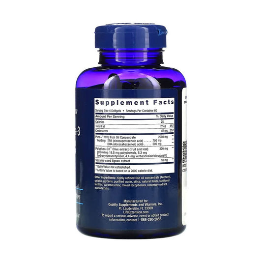 Super Omega-3 with Sesame Lignans & Olive Extract, Life Extension, 240 softgels