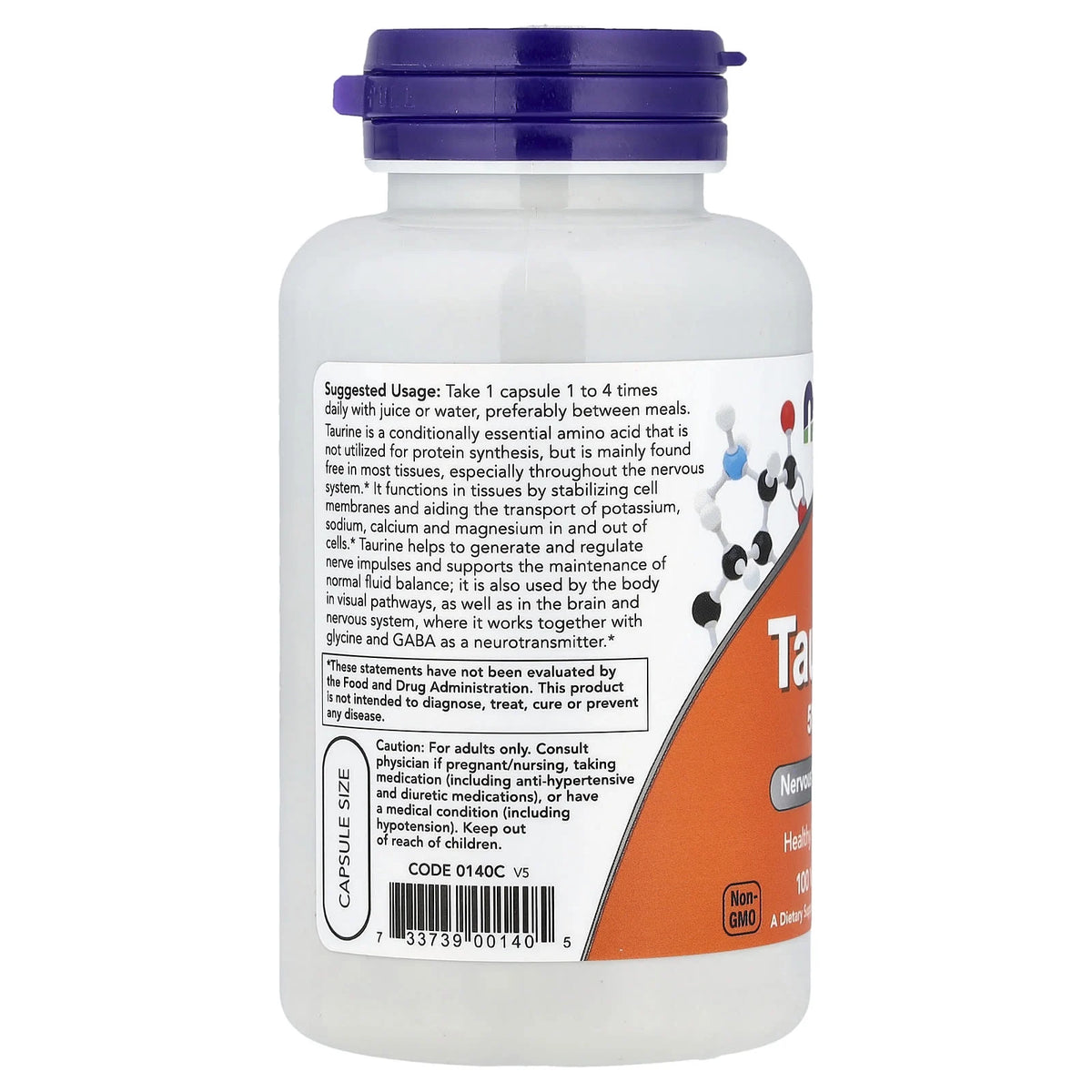 Taurine, 500 mg, Now Foods, 100 capsule