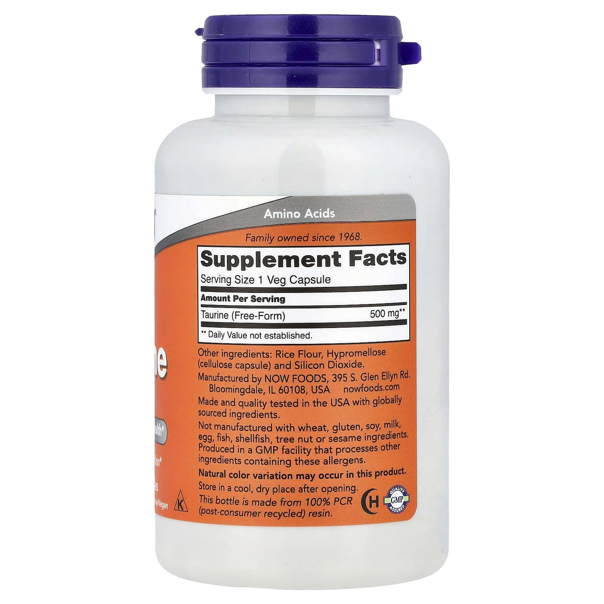 Taurine, 500 mg, Now Foods, 100 capsule