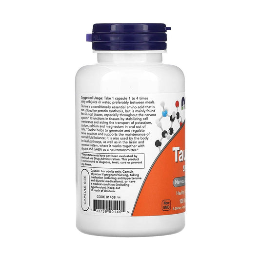 Taurine, 500 mg, Now Foods, 100 capsule