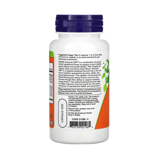 TestoJack 200, Stimulent Hormonal, Now Foods, 60 capsule