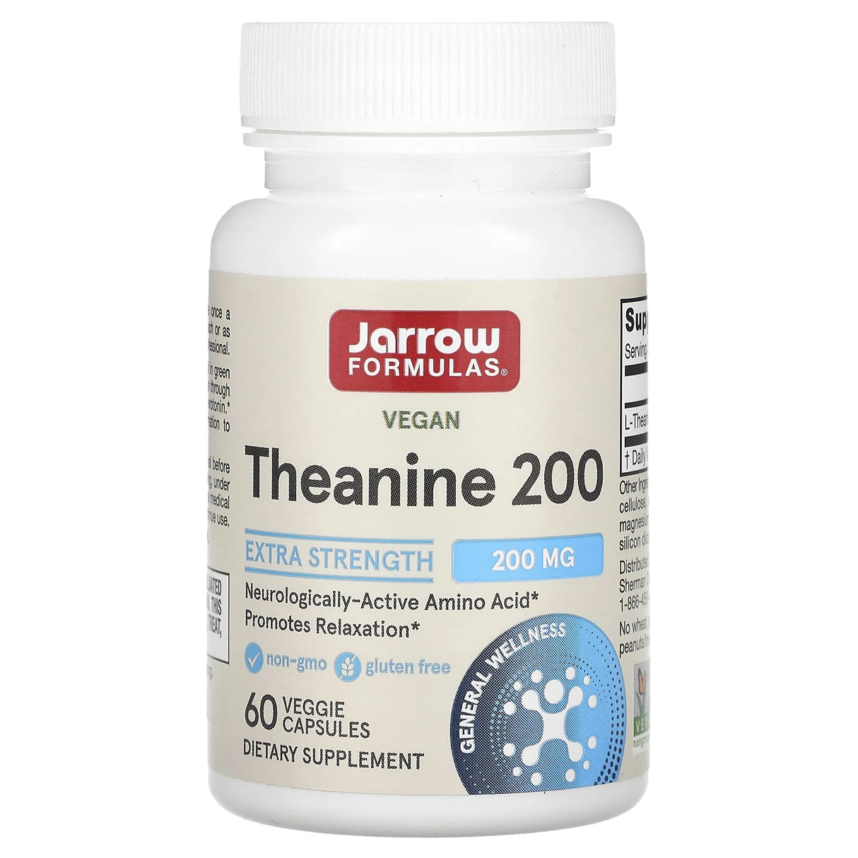 Theanine (L-Teanina), 200 mg, Jarrow Formulas, 60 capsule