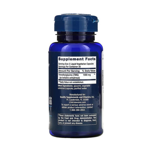 TMG, (Nivel de Homocisteina) 500 mg, Life Extension, 60 capsule lichide