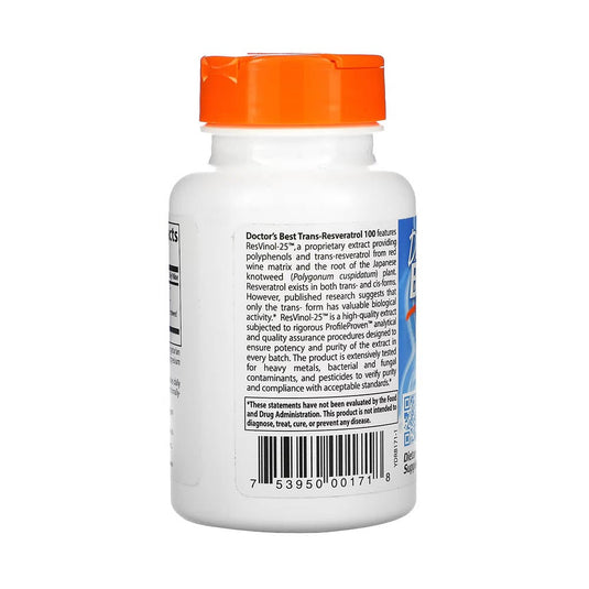 Trans-Resveratrol with Resvinol, 100 mg, Doctor's Best, 60 capsule