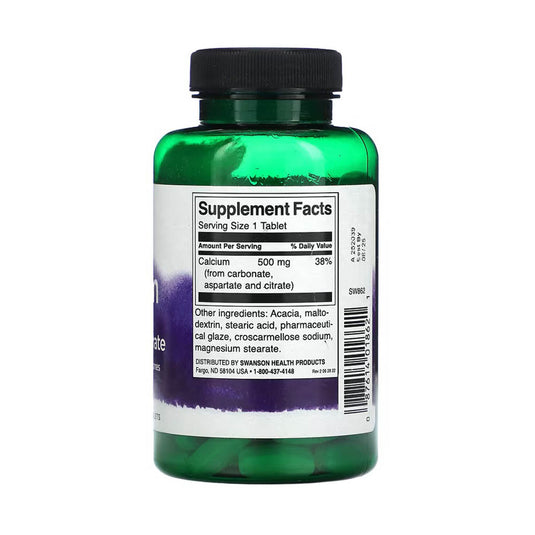 Triple Calcium (Carbonate, Aspartate, Citrate) 500 mg, Swanson, 100 tablete SW862