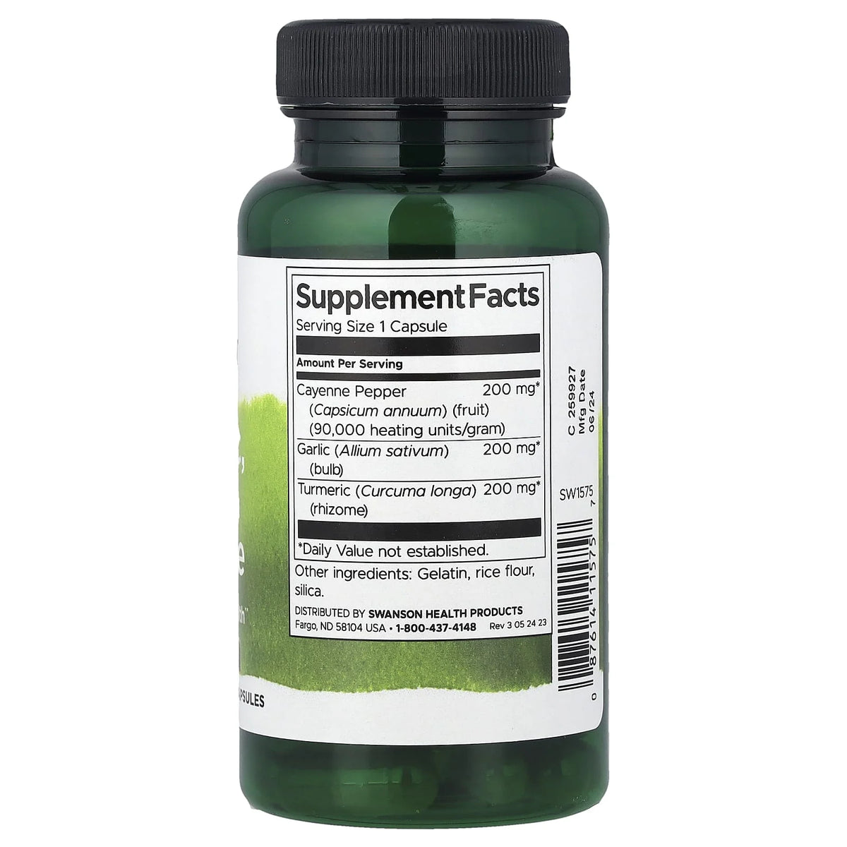 Turmeric, Garlic & Cayenne, Swanson, 60 capsule SW1575