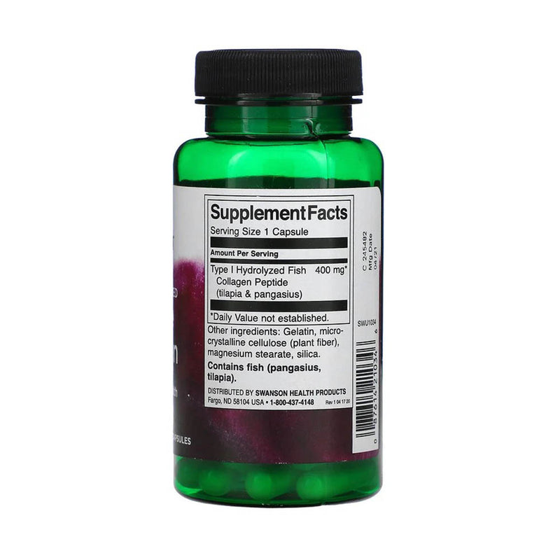 Încărcați imaginea în vizualizatorul Galerie, Type I Hydrolyzed Marine Collagen Peptides, 400 mg, Swanson, 60 capsule SWU1034
