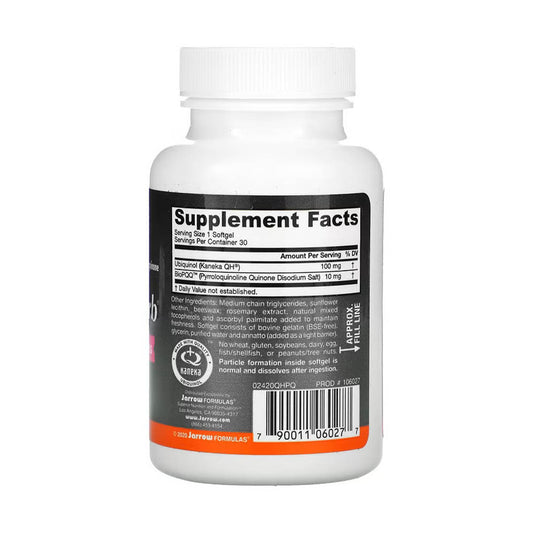 Ubiquinol, 100 mg QH-Absorb + PQQ 10 mg, Jarrow Formulas, 30 Softgels