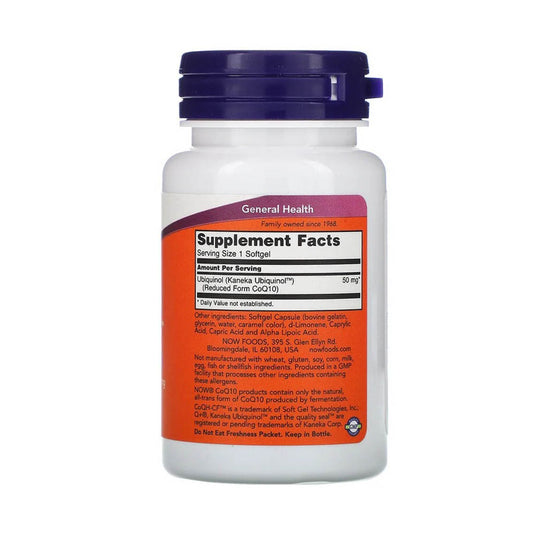 Ubiquinol CoQH-CF (Kaneka), Now Foods, 60 softgels