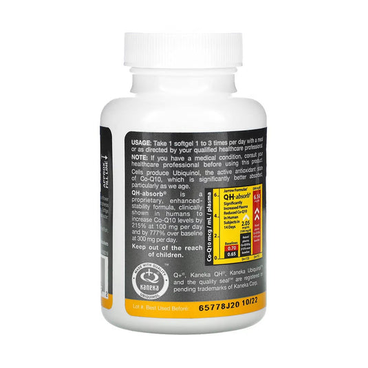Ubiquinol, QH-Absorb, 100 mg, Jarrow Formulas, 60 softgels
